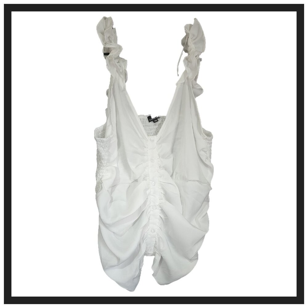 Button Up Ruched Back Tank Top